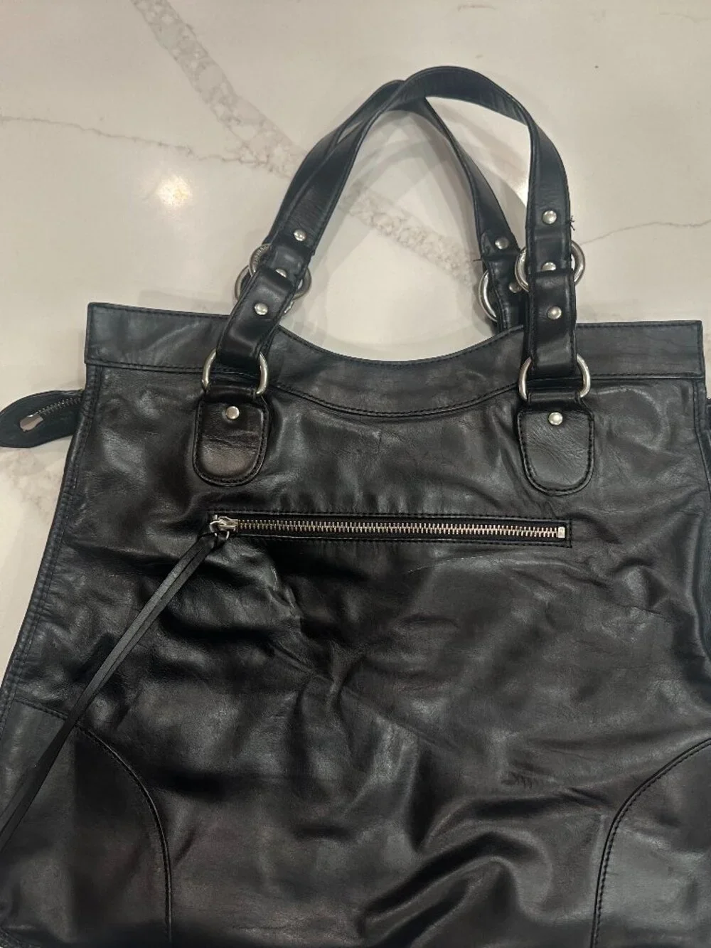 Club Monaco Black Leather Shoulder Bag